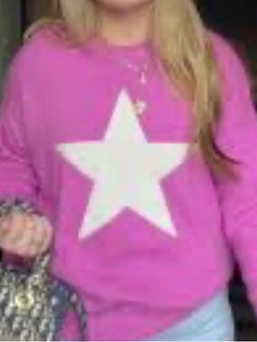 Vince Camuto Pink Star Pullover Sweater